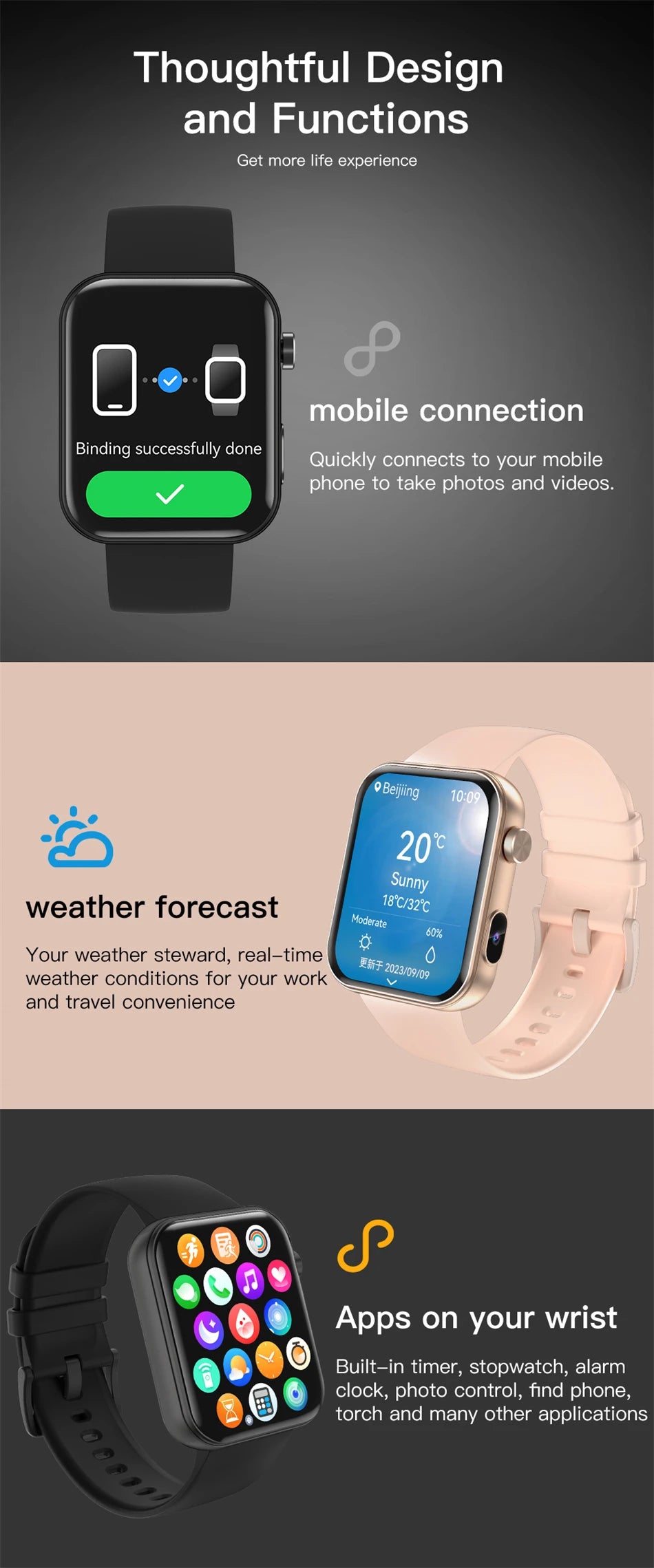 Smart Watch Women Men sound recording Camera Take Photo Record Video Watches Sport Waterproof Bluetooth Call Smartwatch 2025 New