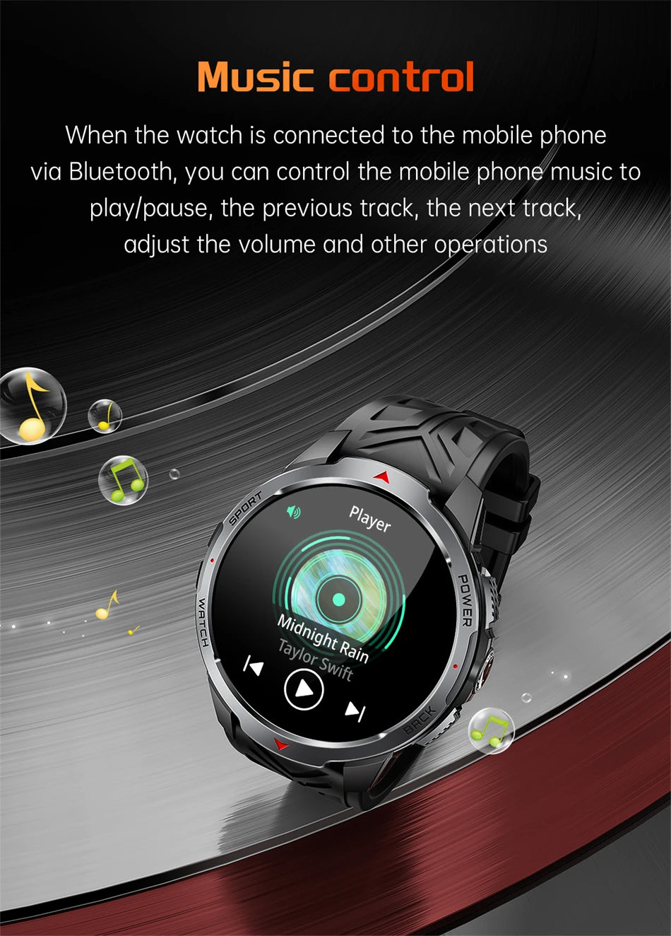 2026 New Smart Watch Men with Flashlight Sports 3ATM Waterproof 1100 mAh Large battery BT Call  Man for Android iOS Smartwatch