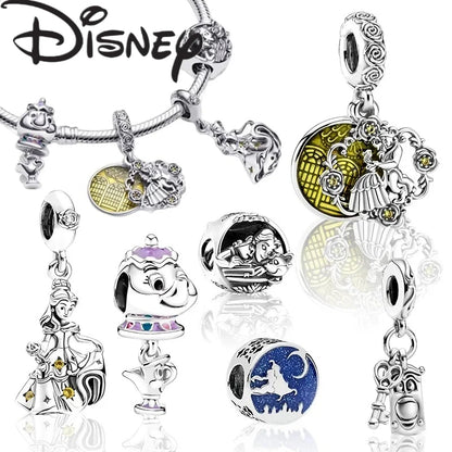 2025 Disney Beauty and The Beast Charm Beads Dangle Fit Original Snake Silver Bracelet Necklace Bead for Diy Jewelry Women Gift