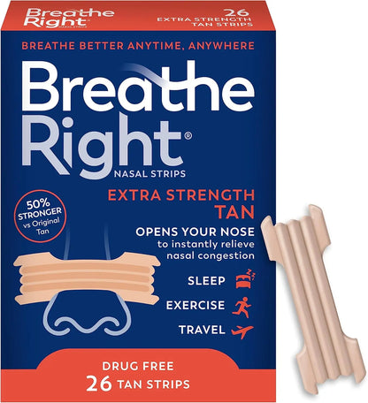 26/52/78 Pcs Breathe Right Nasal Strips,Stop Snoring,Tan Nasal Strips,Drug-Free Snoring Solution & Instant Nasal Congestion