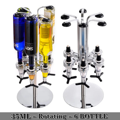Alcohol Liquor Dispenser 1-6 Bottle Wall Rotating, Mounted Cocktail Shaker Stand Whisky Wine Beer Alcohol Bar Beverage Dispenser