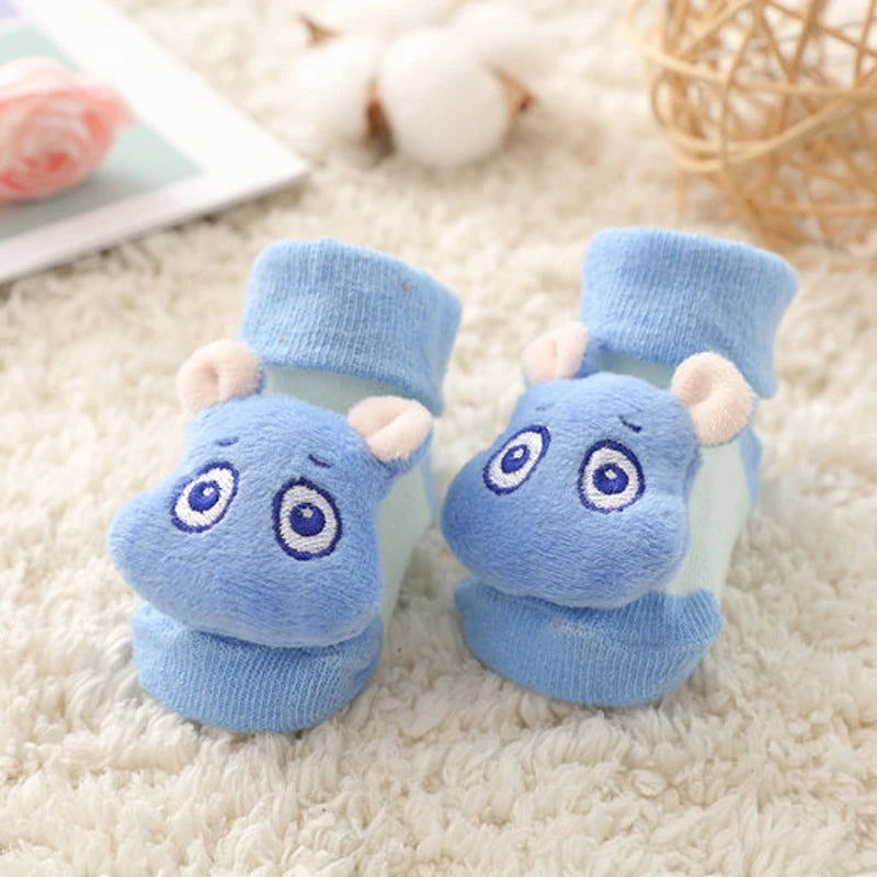 Cartoon Animals Baby Socks Spring Autumn Newborn Middle Tube Sock Non-slip Children Floor Socks Cute Boys Girls Footwear 0-1Year