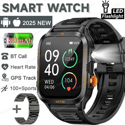 Smart Watch For Android IOS AMOLED Screen Bluetooth Call Fitness Clock 100+ Sports Modes Pedometer 880mAh Battery Men Smartwatch