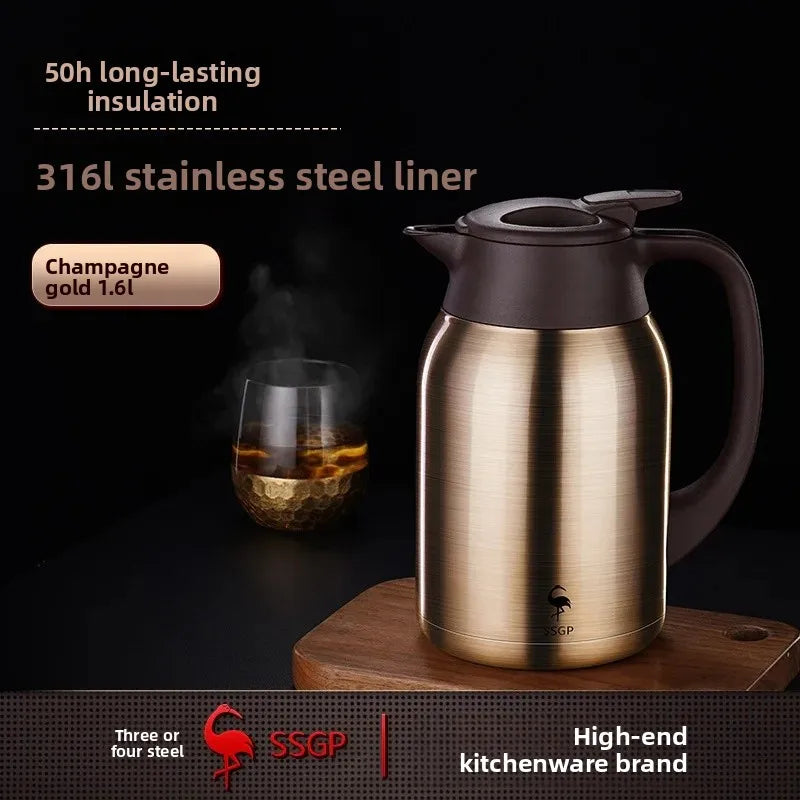 German Three Four Steel 316 Stainless Steel Insulated Tea Pot Home Use Steaming Tea Pot Insulated Water Pot Hot Water Bottle