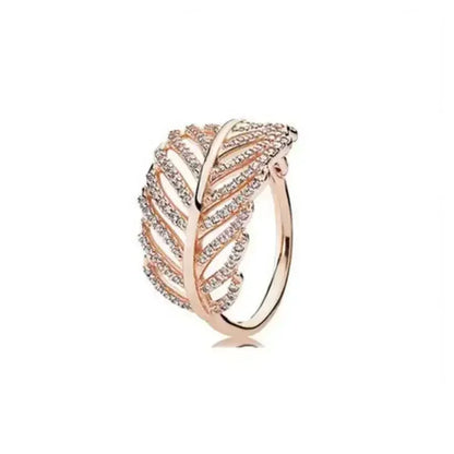 New 925 Sterling Silver Rose Gold Ring Hot Selling, Sparkling, Fashionable and Charming Crystal Ring, Women's Birthday Jewelry