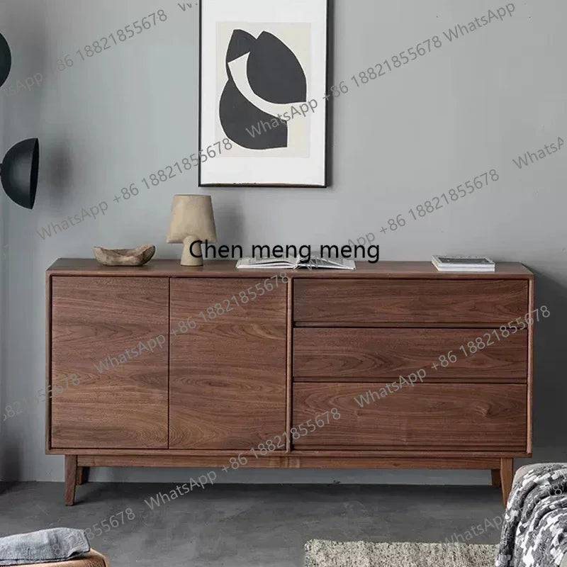 Nordic Black Walnut Sideboard Cabinet Modern Simple Storage Living Room Cabinets Premium Home Furniture Armoires De Salon