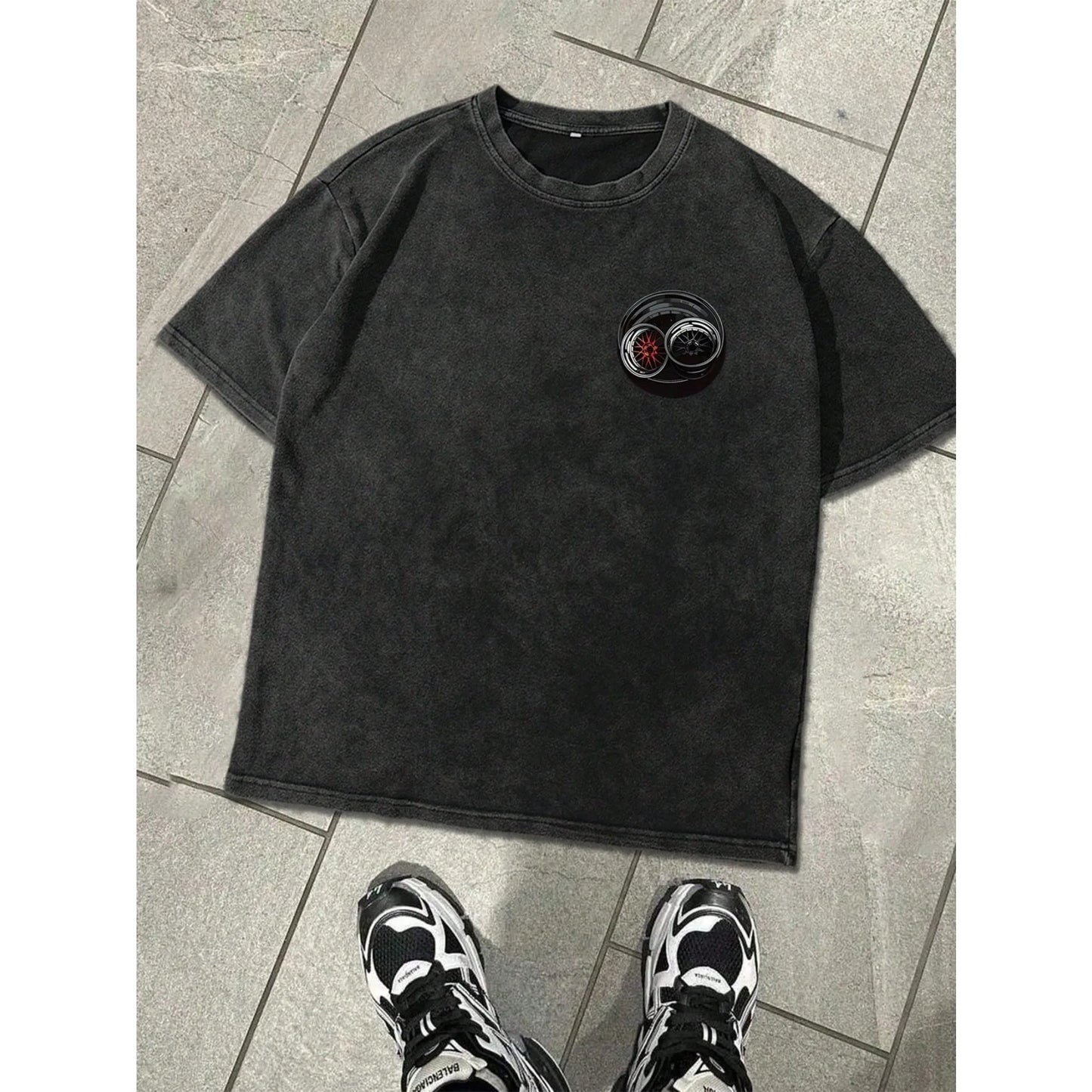 Mens Cotton T Shirt Casual Summer Short Sleeve Racing Car Graphic Print JDM Style Streetwear Comfortable Fashion Daily Wear Top