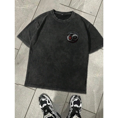 Mens Cotton T Shirt Casual Summer Short Sleeve Racing Car Graphic Print JDM Style Streetwear Comfortable Fashion Daily Wear Top