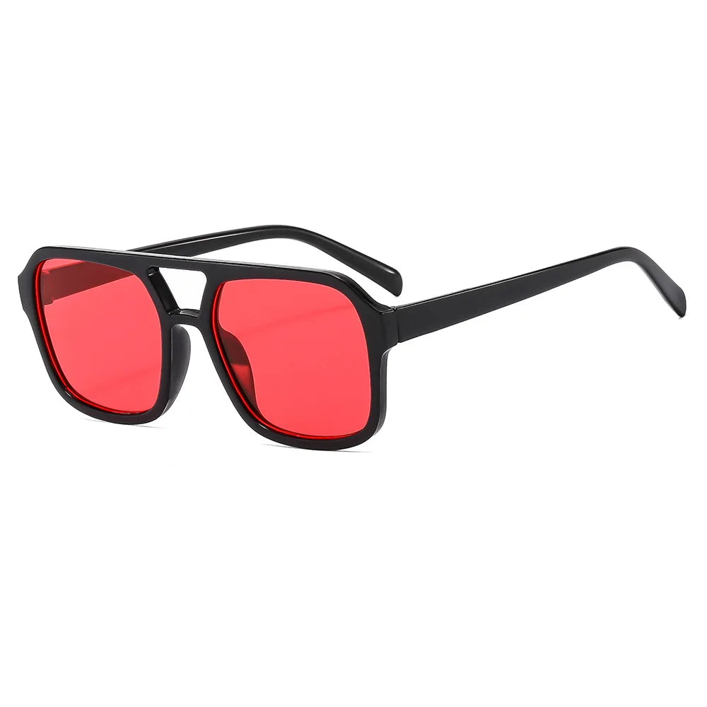 Vintage Double Bridge Yellow Sunglasses Women Oversized Square Frame Luxury Shades Sun Glasses Female Pilot Eyewear