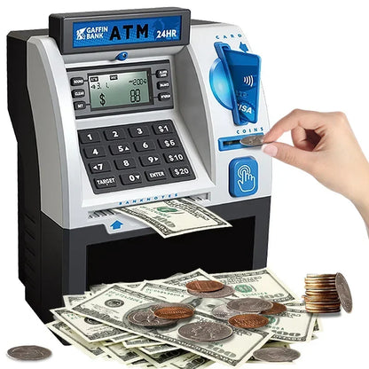 Children ATM Automatic Deposit Teller Machine Toy Smart Password Swipe Card Saving Box Kids Electronic Piggy Bank Christmas Gift