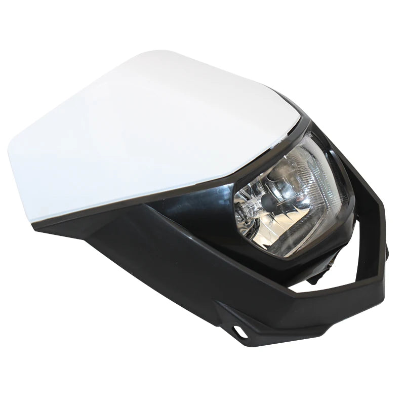 35W Motorcycle Headlight Plate Mask Fairing H4 Headlamp For Yamaha Honda Suzuki Enduro Motocross Dirt Bike Modified Accessories
