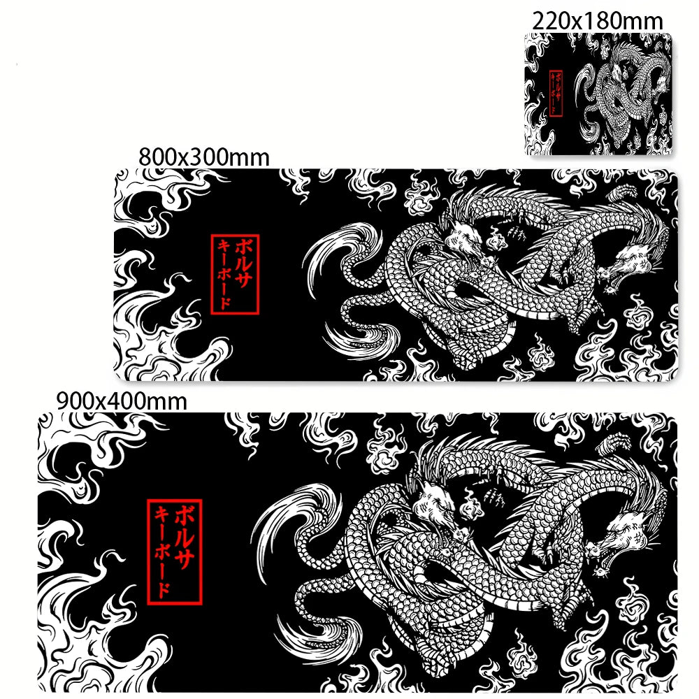 80x30cm Lock Edge Keyboard Pads Large Office Non-Slip Computer Mouse Pad Japanese Art Dragon Deskmat Gamer Custom Home Mousepad