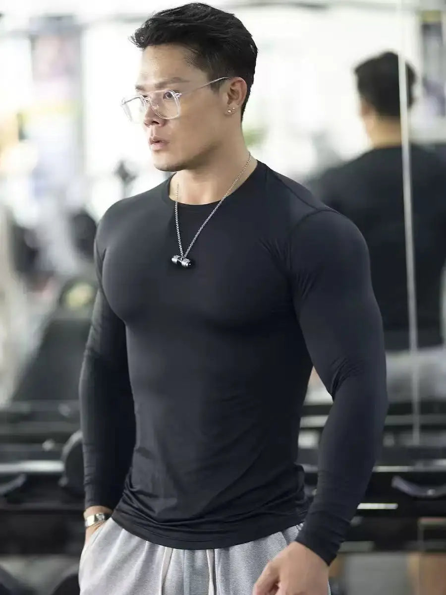 Compression Shirts Men's Rashguard Quick Dry Gym Fitness Shirts Spring Beach Surfing Athletic Sport Running Workout Tops Tees