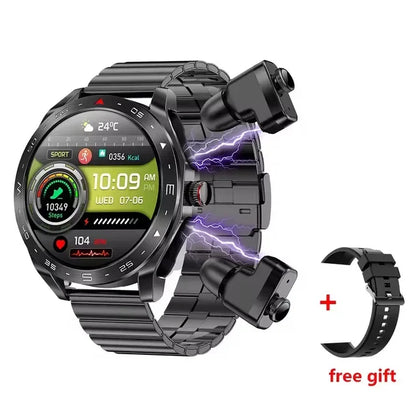 2024 New Smart Watch TWS 2-in-1 Bluetooth Earphones AI Voice SIRI Wake Up Motion Trajectory Tracker Men's and Women's Smartwatch