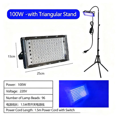 UV Tanning Lamp Home Solarium Body Tanning Light with Tripod Adjustable Height 200W 144 LED Beauty Skin Sun Lamp