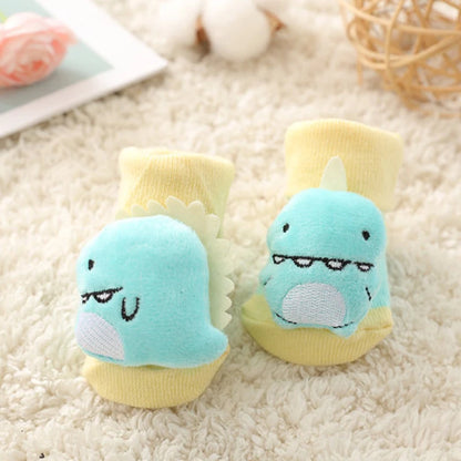Cartoon Animals Baby Socks Spring Autumn Newborn Middle Tube Sock Non-slip Children Floor Socks Cute Boys Girls Footwear 0-1Year