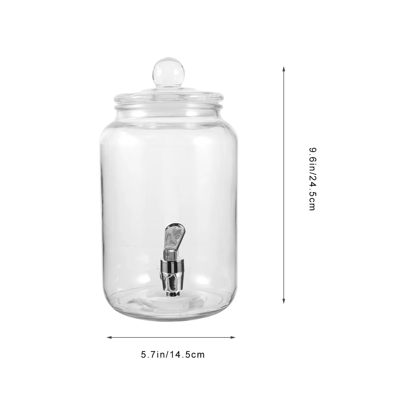 Beverage Dispenser with Faucet Transparent Glass Jar Aesthetic Table Decor for Cold Drinks Red Wine Tea Pitcher