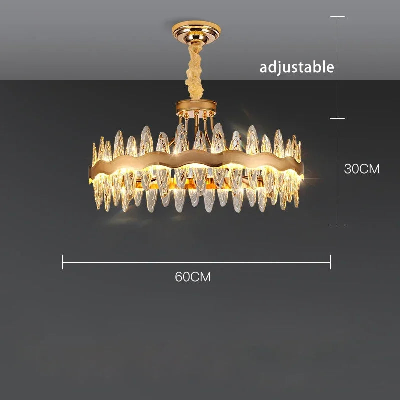 Living Room Luxury Crystal Chandeliers Modern Island Lighting Golden Lobby Decorative Lights