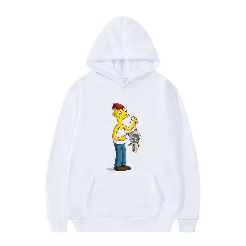 Disney The Simpsons Funny Pattern Casual Hooded Tops Men Woman Loose Comfortable Winter Black Sports Pullovers Fashion Clothing