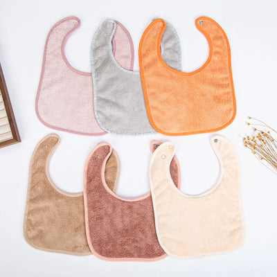 Solid Terry Towel Baby Bibs Sweet Saliva Towel Adjustable Pockets Korean Children Kids Boys Girls Bandanas Feeding Burp Clothes