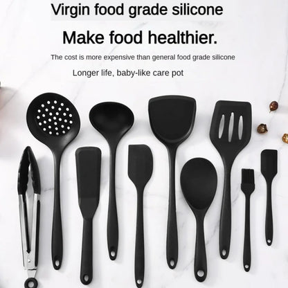 1/10PCS Food-Grade Silicone Kitchen Tools Set, Heat-Resistant Slotted Spoon for Non-Stick Cookware & Hot Pot, Multi-Use Strainer
