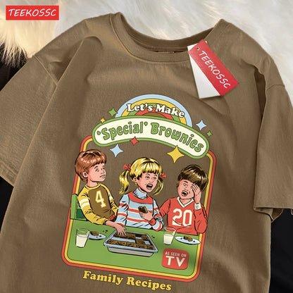 Let’S Make Brownies Family Recipes T Shirt Men Women Cotton Clothes Loose Casual Tshirt Loose Breathable Street Tees Couple
