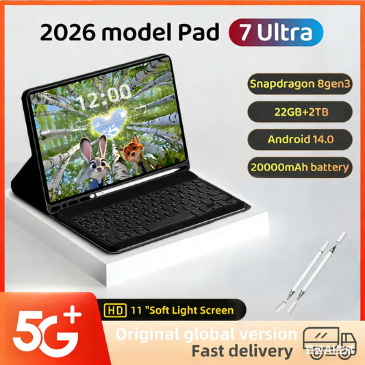 2026 New Original Global Edition Tablet PC Pad 7 Pro Ultra  Snapdragon 8gen3 Android 14 HD 4K, 22GB + 2TB, Dual SIM 5G and WIFI