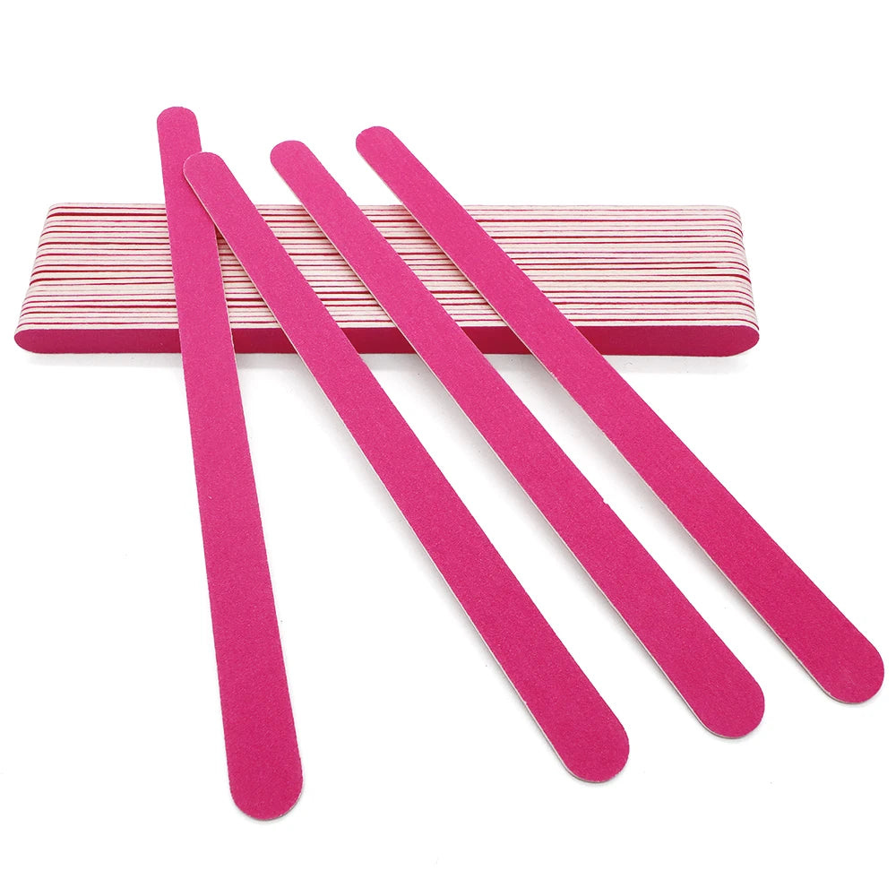 20Pcs/Lot Double Sided Thin Nail Files Rose Blue Purple Sandpaper Small Files 180 Grit Wooden Round File Care Nails Beauty Tools