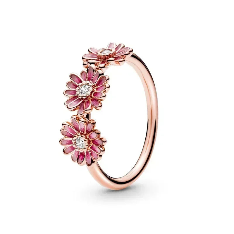 New 925 Sterling Silver Rose Gold Ring Hot Selling, Sparkling, Fashionable and Charming Crystal Ring, Women's Birthday Jewelry