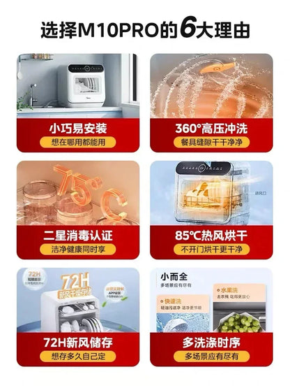Dishwasher Hot Air Drying Desktop Installation-free Mini Small Automatic Household Disinfection Lave Vaisselle غسالات أطباق