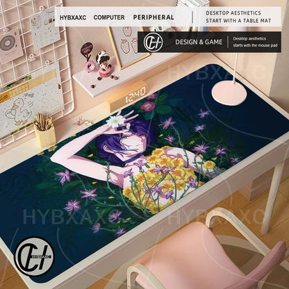 Chainsaw Man Anime Reze Arc Mouse Pad Large Desk Mat Keyboard Ergonomic Office Rubber PC Non-slip Anti-fray Home Custom 90x40cm