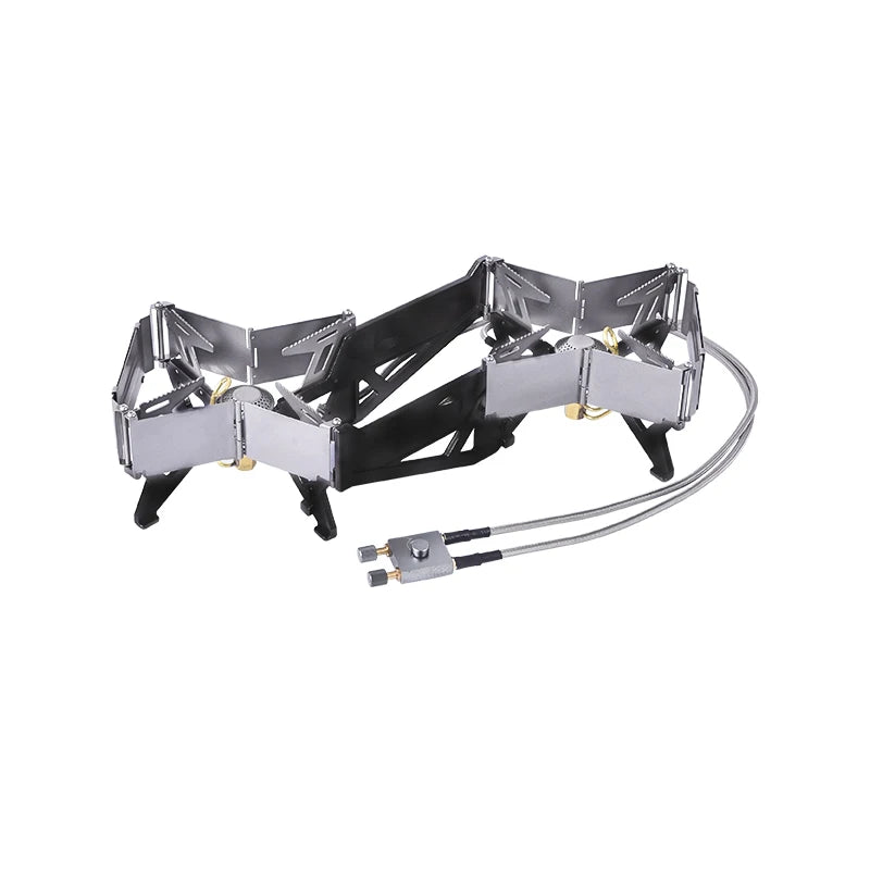 BRS-32 Portable Camping Stove Expandable Double Cooktop Outdoor Folding Gas Burner High Power Ground Stove Camping Furnace