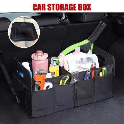 Collapsible Car Trunk Organizer Large Capacity Trunk Storage Box with Handles Multi-Compartments Fits All Cars SUVs Vans