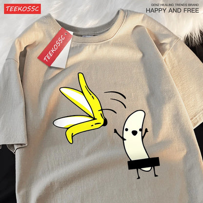 Remove Banana Peels Men Women T-Shirts Oversized Tshirt Cotton Summer Short Sleeve Street Loose Oversize Tee Clothes Couple