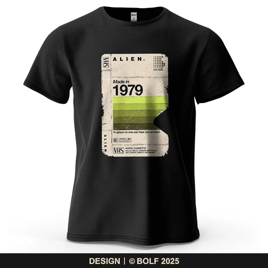 Alien 1979 Tape Printed Men's T-Shirt 100% Cotton Oversized Vintage Movie Night Graphic Tees for Women Tops Tees Streetwear