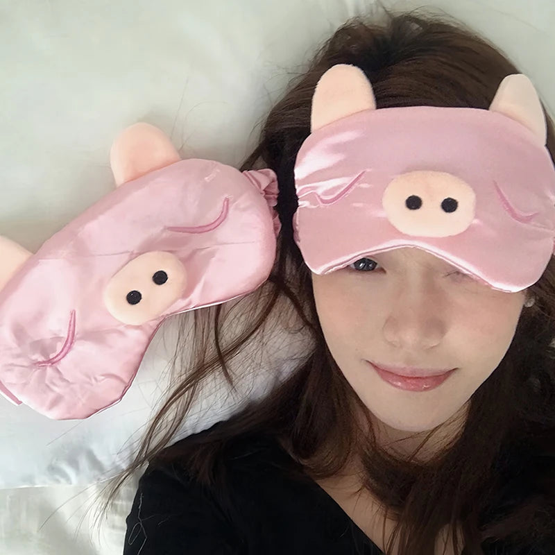 Cartoon Piggy Sleeping Mask Travel Relax Eye Cover For Sleep Shading Eye Eye Patch Beauty Health Eye Pads