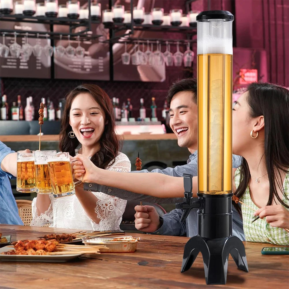 3L Beer Dispenser Beer Tower with Spigot & Ice Tube Beverage Dispenser Transparent Drink Dispenser Bar Accessories