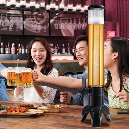 3L Beer Dispenser Beer Tower with Spigot & Ice Tube Beverage Dispenser Transparent Drink Dispenser Bar Accessories