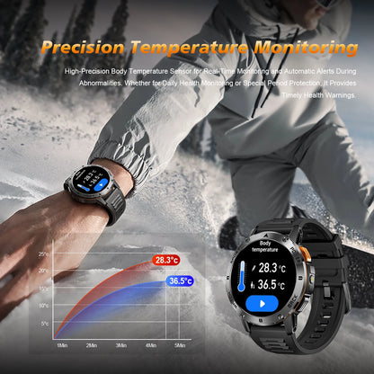 2025  Smart Watch Wireless Calling Weather Forecast Magnetic Charging Waterproof LED Flashlight Men smartwatch For Android IOS