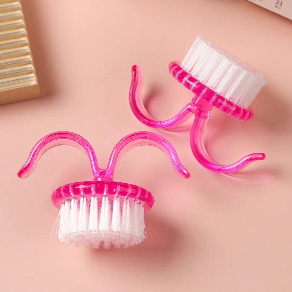 2/3pcs Plastic Nail Brushes Pink Soft Brush Nail Hand Scrubbing Cleaning Brush Dust Cleaner Nail Art Manicure Remover Tools