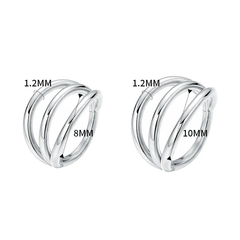 316L Surgical Steel Segment Tragus Helix Cartilage Earring Nose Ring Septum Clicker Conch Three Layers Nostril Piercing Jewelry