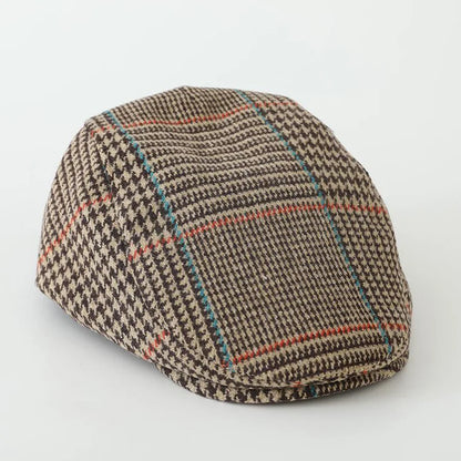 British Style Children's Forward Cap Retro Plaid Newsboy Hat Casual Octagonal Trendy Korean Version Knitted Casual Artist Hat