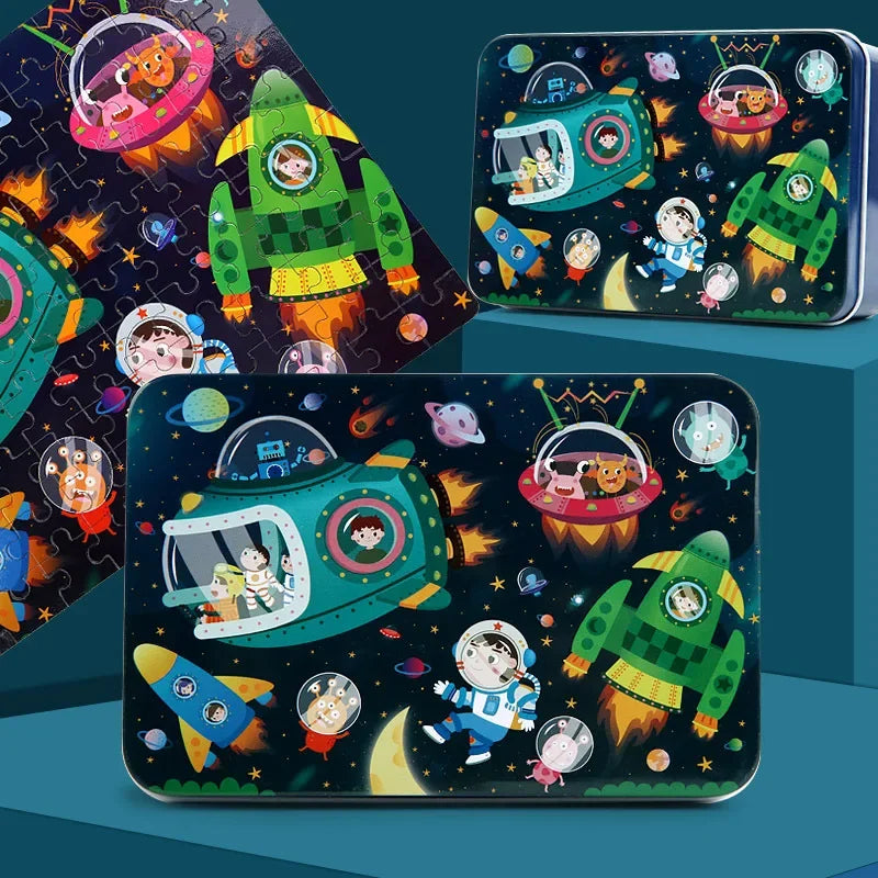 100 Pieces Puzzles for Kids Cartoon Animal Dinosaur Jigsaw Puzzle Montessori Games Children Educational Toys for Boys Girls