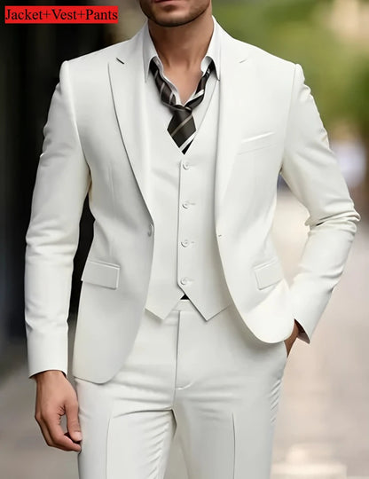 Elegant Men's Suit Sets- Slim Fit Tuxedo Set for Weddings & Formal Occasions, Black Suit