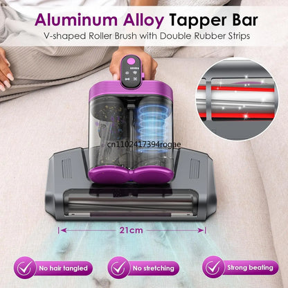 Cordless Mattress Vacuum Cleaner Bed Vacuum Cleaner Rotation Ultrasonic Tech Double-Cup Portable Handheld Vacuum