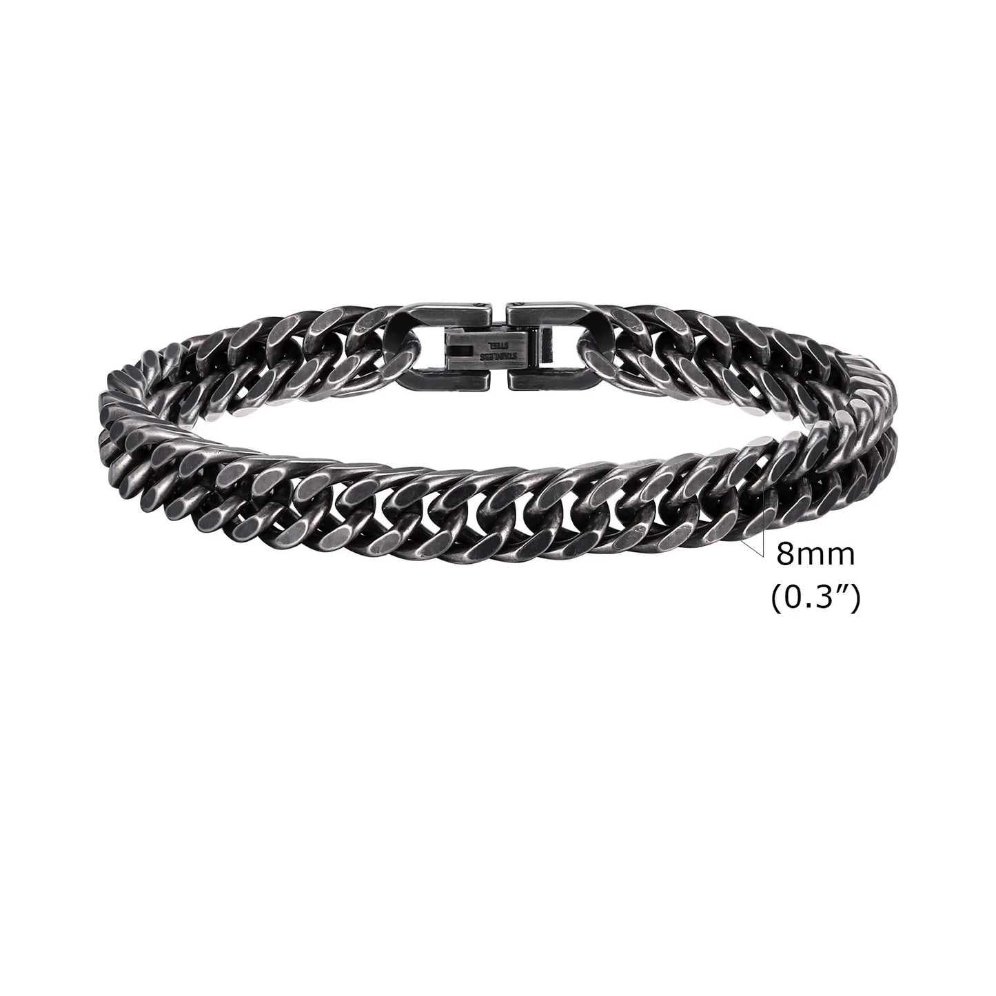 Vnox 8mm/12mm Bold Heavy Stainless Steel Cuban Bracelets for Men Boys,Oxidized Metal Wristband,Punk Rock Chain Bracelet Jewelry
