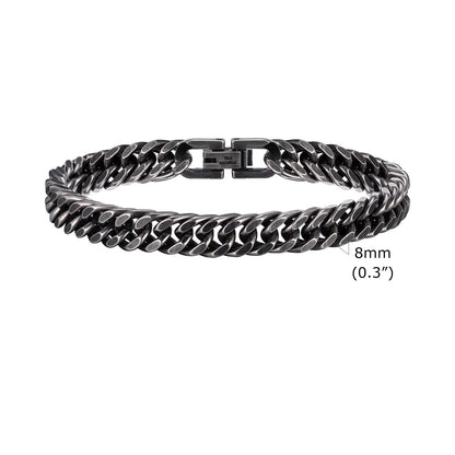 Vnox 8mm/12mm Bold Heavy Stainless Steel Cuban Bracelets for Men Boys,Oxidized Metal Wristband,Punk Rock Chain Bracelet Jewelry