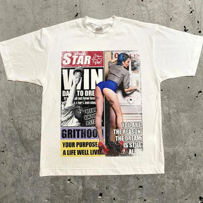 Hip Hop Original Style Letter Pattern T-shirt Y2K Style Men's T-shirt Summer Unisex Casual T-shirt Hip-hop
