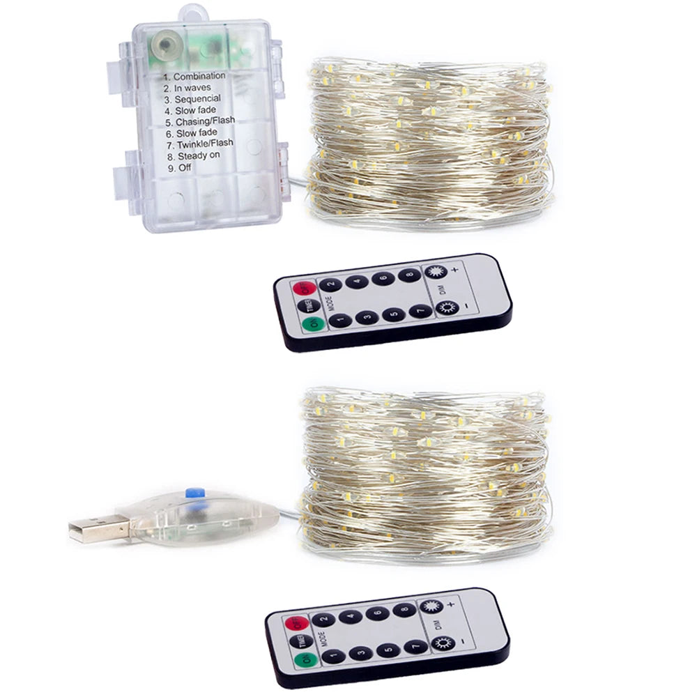 Led String Light Christmas Fairy Light USB Battery Remote Garland Copper Wire LED Lamp for Wedding Party Decoration 10M 20M