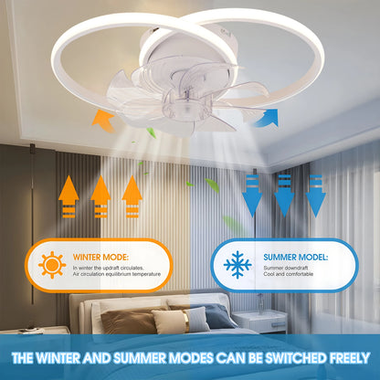 Smart Mute Ceiling Fan with Lighting White Intelligent Dimming 6 Wind Power Ceiling Fan with Remote Control APP Home Appliance